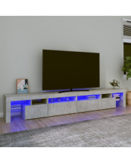 Meuble TV avec lumières LED Gris béton 260x36,5x40 cm | Mobilier & Déco