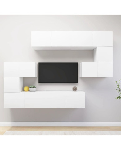 Ensemble de meubles TV 8 pcs Blanc Bois d'ingénierie | Mobilier & Déco