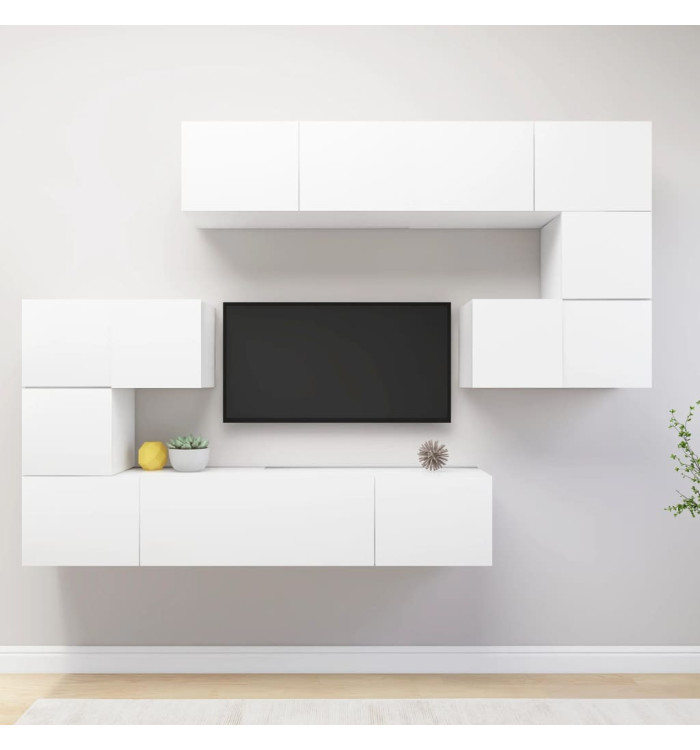 Ensemble de meubles TV 8 pcs Blanc Bois d'ingénierie | Mobilier & Déco