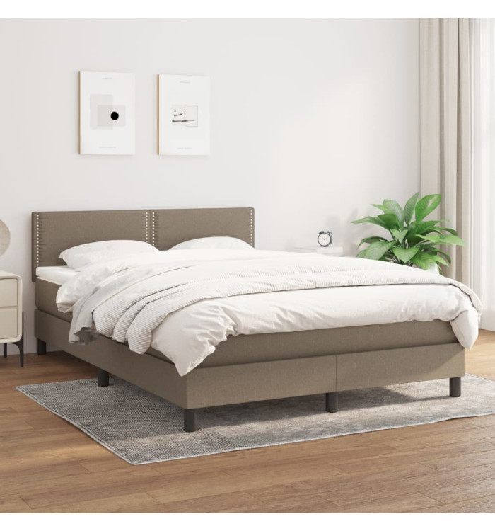Sommier à lattes de lit avec matelas Taupe 140x200 cm Tissu | Mobilier & Déco