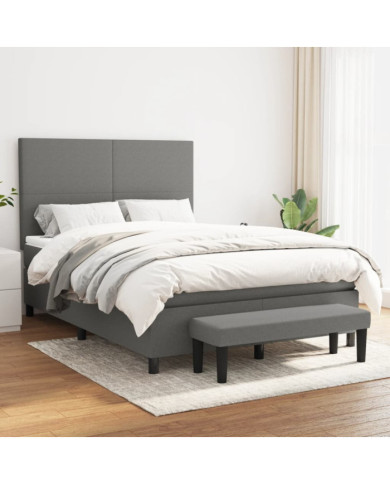 Sommier à lattes de lit avec matelas Gris foncé 140x190cm Tissu | Mobilier & Déco
