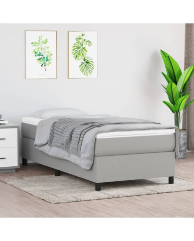 Sommier à lattes de lit avec matelas Gris clair 100x200cm Tissu | Mobilier & Déco