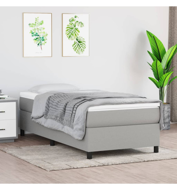 Sommier à lattes de lit avec matelas Gris clair 100x200cm Tissu | Mobilier & Déco