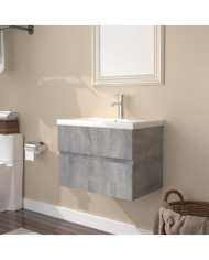 Meuble lavabo avec bassin intégré Sonoma gris Bois d'ingénierie | Mobilier & Déco