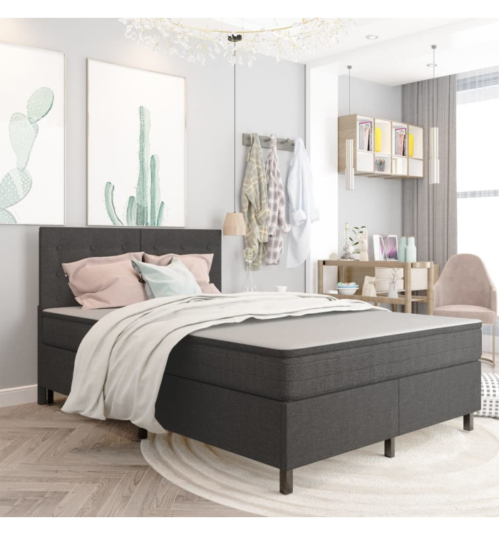 Sommier à lattes de lit Gris foncé Tissu 140x200 cm | Mobilier & Déco