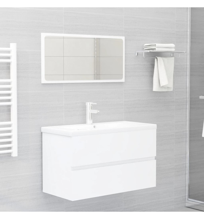 Ensemble de meubles de salle de bain blanc bois d'ingénierie | Mobilier & Déco