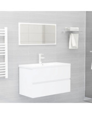 Ensemble de meubles de salle de bain blanc bois d'ingénierie | Mobilier & Déco