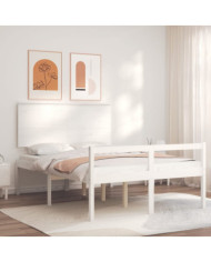 Lit pour personne âgée sans matelas blanc 140x200cm bois massif | Mobilier & Déco
