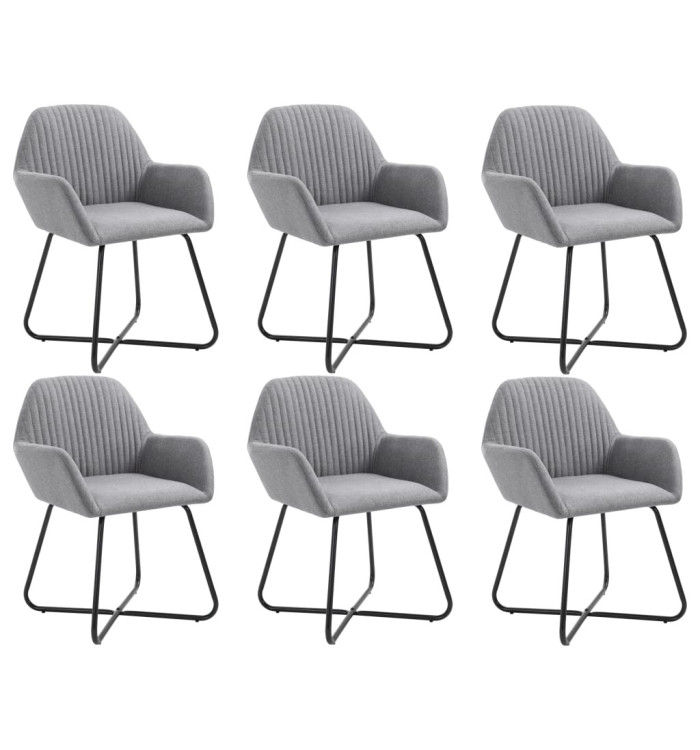 Chaises à manger lot de 6 gris clair tissu | Mobilier & Déco