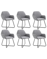 Chaises à manger lot de 6 gris clair tissu | Mobilier & Déco