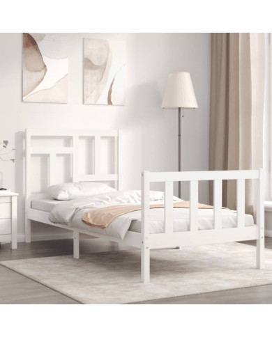 Cadre de lit sans matelas blanc bois de pin massif | Mobilier & Déco