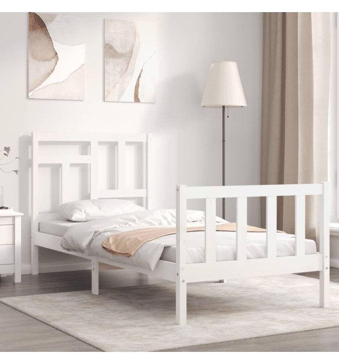 Cadre de lit sans matelas blanc bois de pin massif | Mobilier & Déco