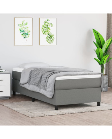 Sommier à lattes de lit avec matelas Gris foncé 90x200 cm Tissu | Mobilier & Déco