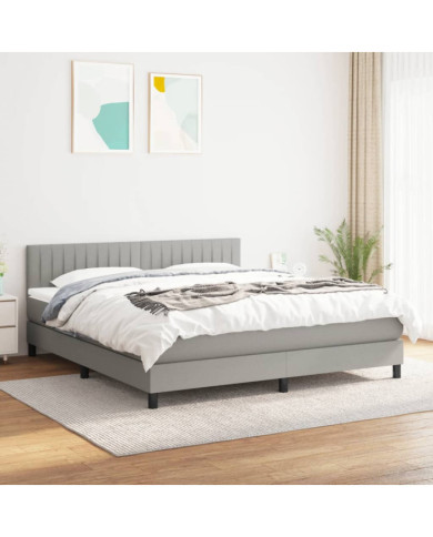 Sommier à lattes de lit avec matelas Gris clair 180x200cm Tissu | Mobilier & Déco