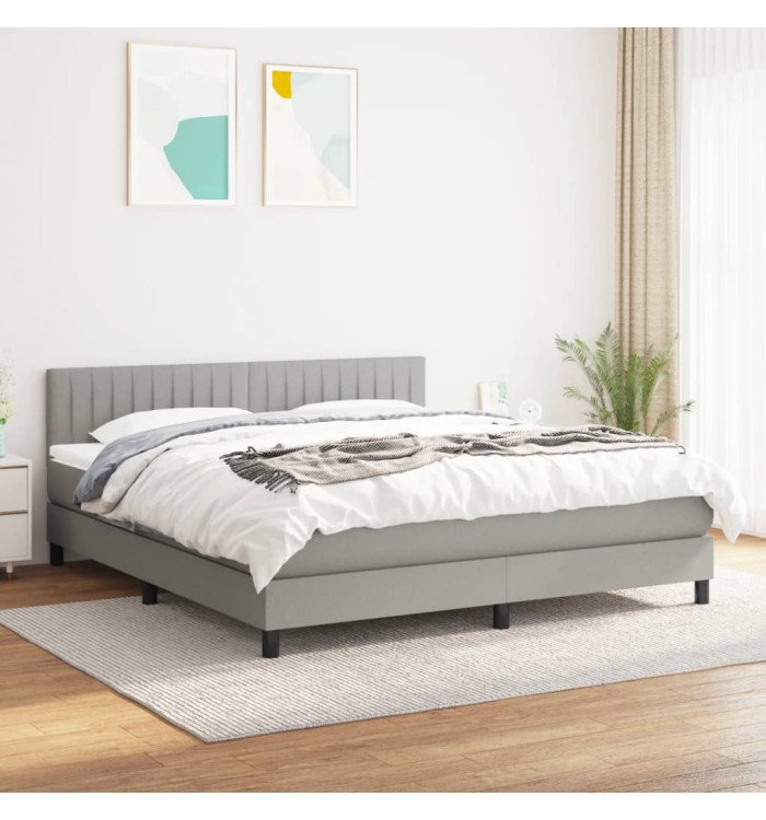 Sommier à lattes de lit avec matelas Gris clair 180x200cm Tissu | Mobilier & Déco