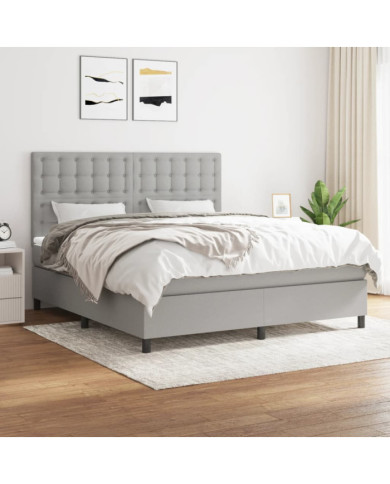Sommier à lattes de lit avec matelas Gris clair 160x200cm Tissu | Mobilier & Déco