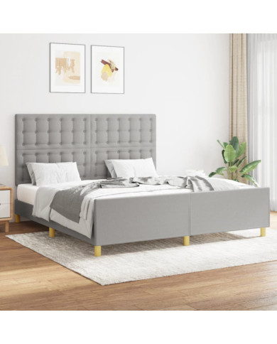 Cadre de lit sans matelas gris clair 160x200 cm tissu | Mobilier & Déco
