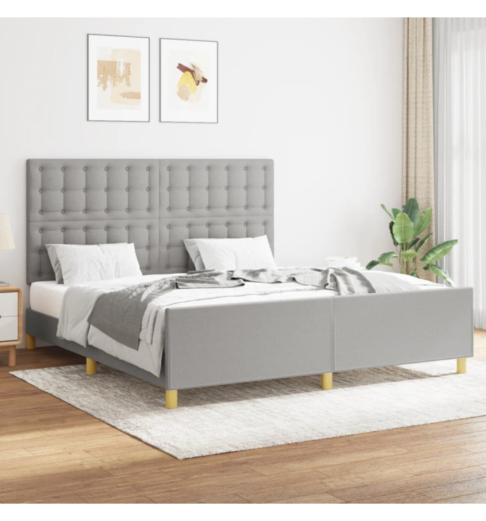 Cadre de lit sans matelas gris clair 160x200 cm tissu | Mobilier & Déco