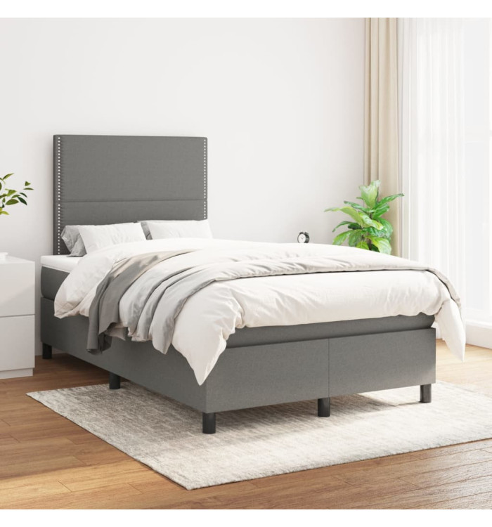 Sommier à lattes de lit avec matelas Gris foncé 120x200cm Tissu | Mobilier & Déco