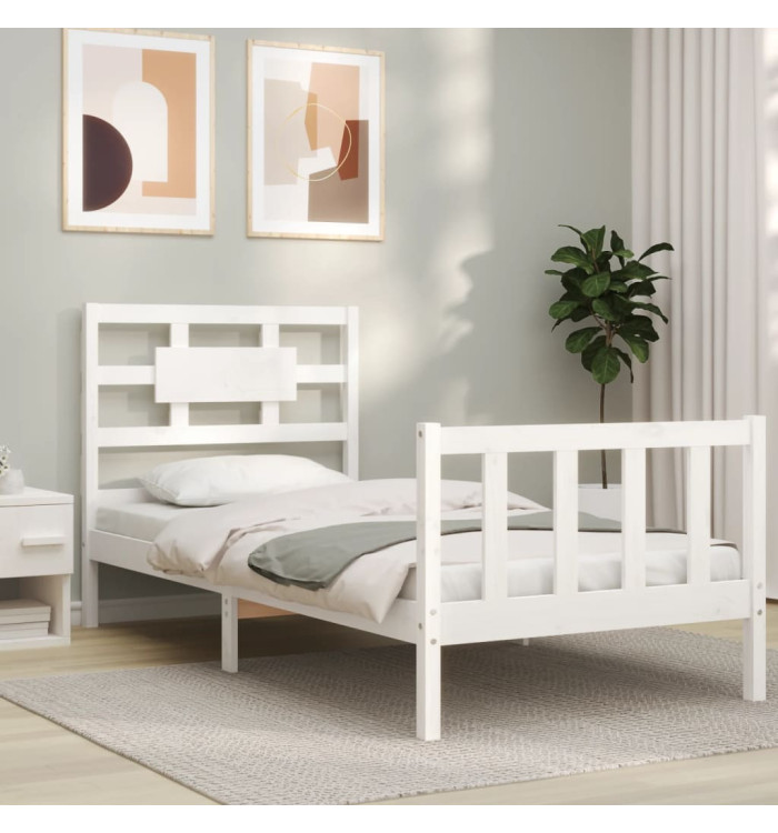 Cadre de lit sans matelas blanc bois de pin massif | Mobilier & Déco