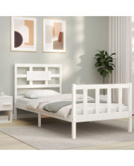Cadre de lit sans matelas blanc bois de pin massif | Mobilier & Déco