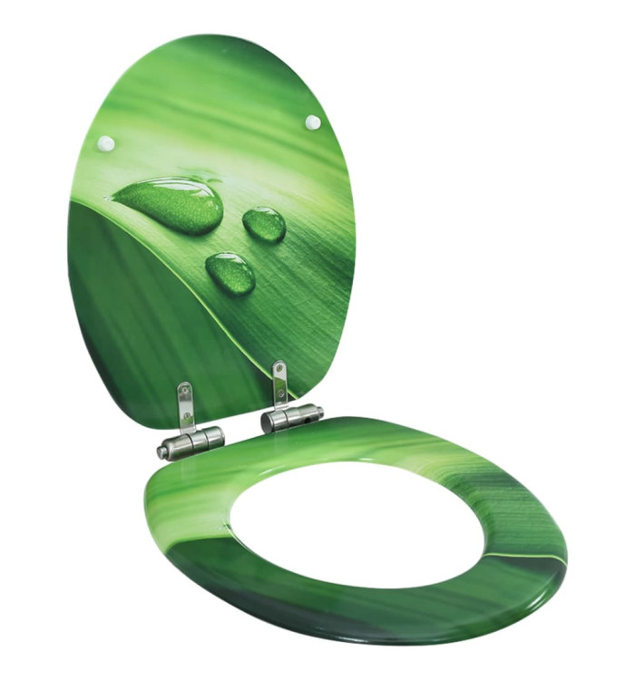 Siège WC Couvercle fermeture en douceur MDF Vert Gouttes d'eau | Mobilier & Déco