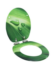 Siège WC Couvercle fermeture en douceur MDF Vert Gouttes d'eau | Mobilier & Déco