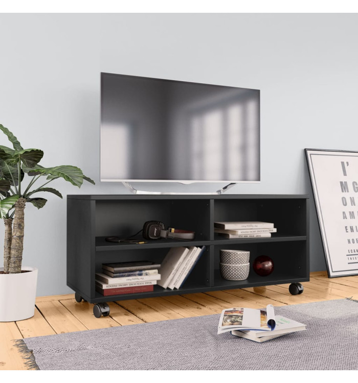 Meuble TV avec roulettes Noir 90x35x35 cm Bois d'ingénierie | Mobilier & Déco