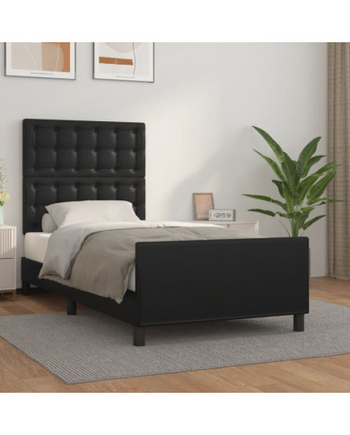 Cadre de lit sans matelas noir 100x200 cm similicuir | Mobilier & Déco