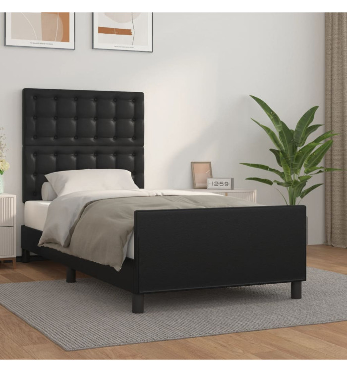 Cadre de lit sans matelas noir 100x200 cm similicuir | Mobilier & Déco