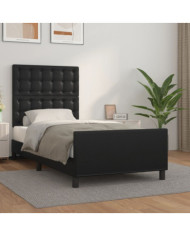 Cadre de lit sans matelas noir 100x200 cm similicuir | Mobilier & Déco