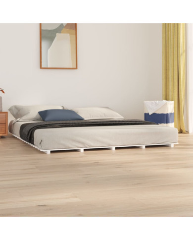 Cadre de lit sans matelas blanc 200x200 cm bois massif de pin | Mobilier & Déco