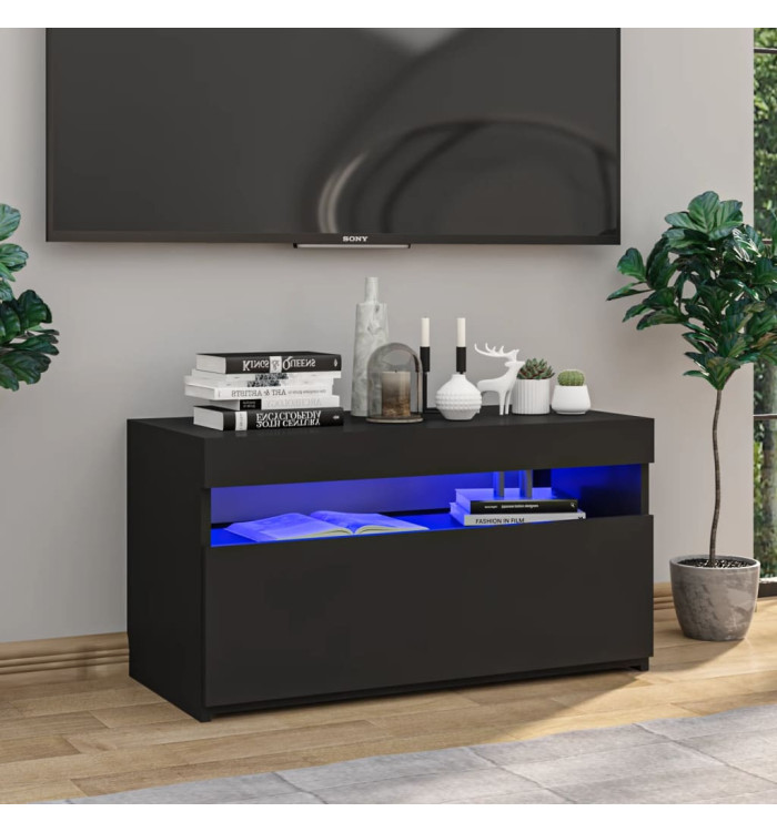 Meuble TV avec lumières LED Noir 75x35x40 cm | Mobilier & Déco