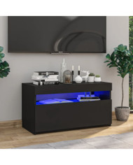Meuble TV avec lumières LED Noir 75x35x40 cm | Mobilier & Déco