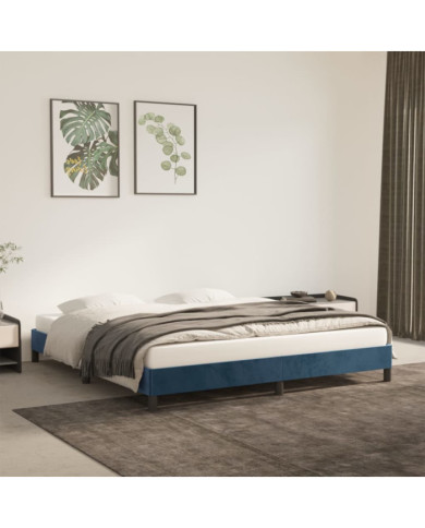 Cadre de lit sans matelas bleu foncé 160x200 cm velours | Mobilier & Déco
