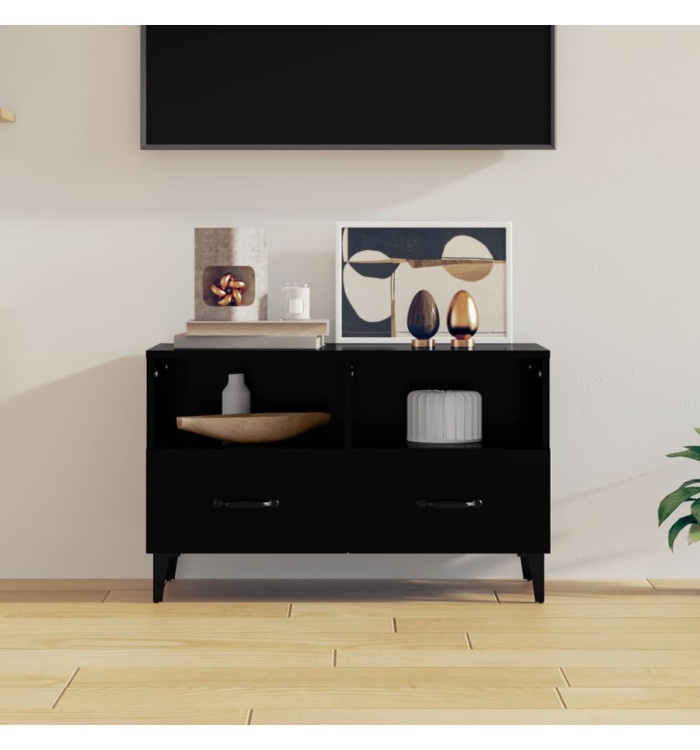 Meuble TV Noir 80x36x50 cm Bois d'ingénierie | Mobilier & Déco