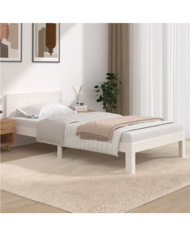 Cadre de lit sans matelas blanc bois de pin massif 100x200 cm | Mobilier & Déco