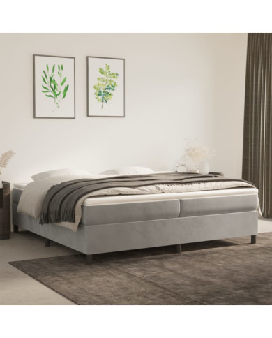 Cadre de lit sans matelas gris clair 200x200 cm velours | Mobilier & Déco