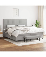 Sommier à lattes de lit avec matelas Gris clair 200x200cm Tissu | Mobilier & Déco