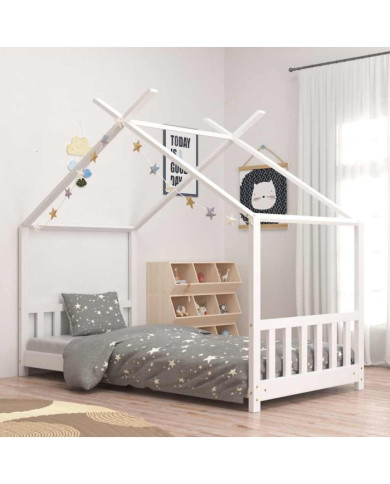 Cadre de lit d'enfant Blanc Bois de pin massif 70x140 cm | Mobilier & Déco