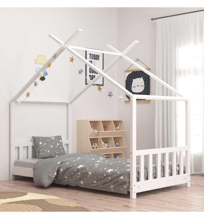 Cadre de lit d'enfant Blanc Bois de pin massif 70x140 cm | Mobilier & Déco