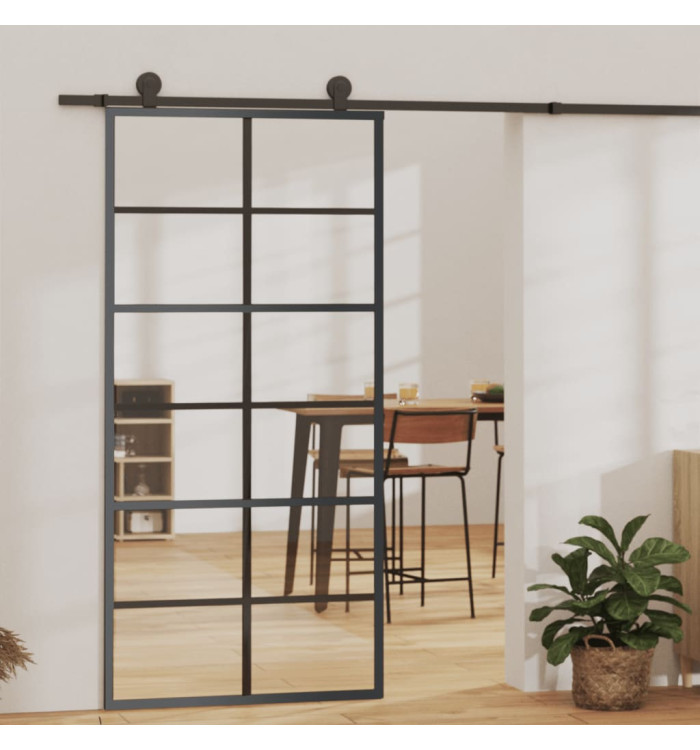 Porte coulissante et quincaillerie Verre et Aluminium 90x205 cm | Mobilier & Déco