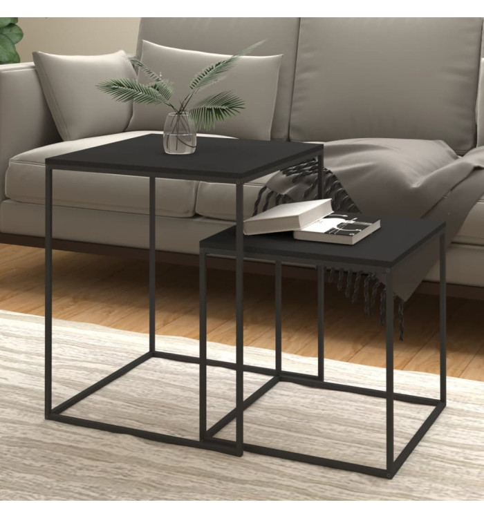 Ensemble de table basse 2 pcs bois d'ingénierie et métal | Mobilier & Déco