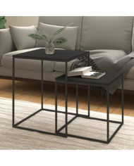 Ensemble de table basse 2 pcs bois d'ingénierie et métal | Mobilier & Déco
