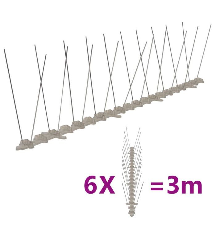 Ensemble de 6 pointes à 2 rangées contre oiseaux Plastique 3 m | Mobilier & Déco