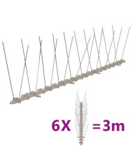 Ensemble de 6 pointes à 2 rangées contre oiseaux Plastique 3 m | Mobilier & Déco