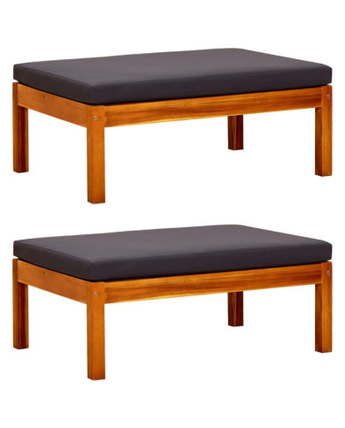 Repose-pieds de jardin lot de 2 Bois d'acacia massif | Mobilier & Déco