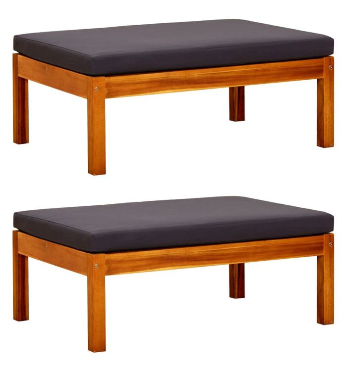 Repose-pieds de jardin lot de 2 Bois d'acacia massif | Mobilier & Déco
