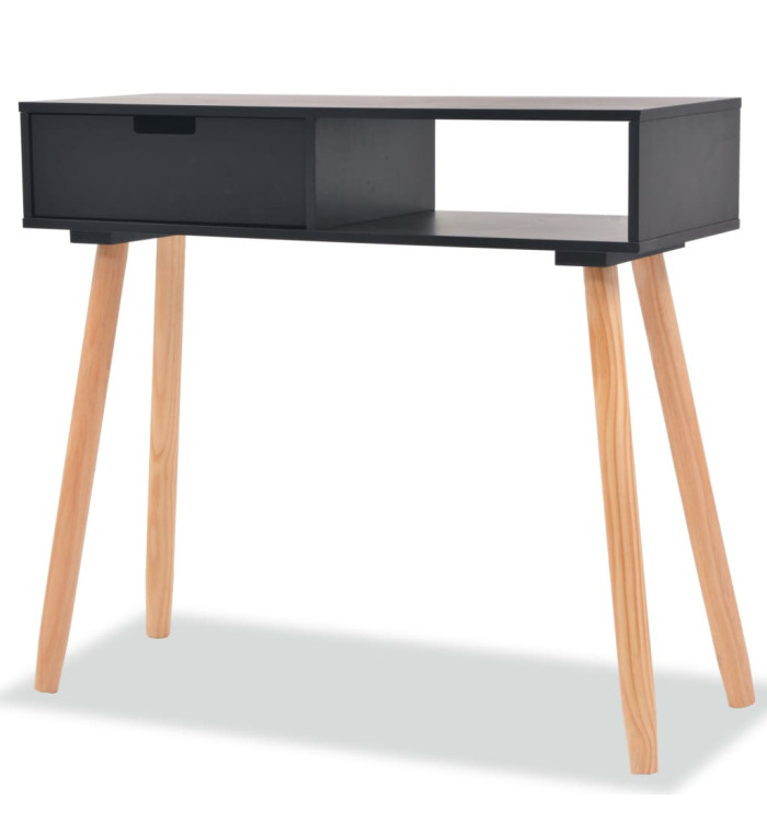 Table console Bois de pin massif 80 x 30 x 72 cm Noir | Mobilier & Déco
