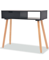 Table console Bois de pin massif 80 x 30 x 72 cm Noir | Mobilier & Déco